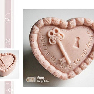 3D Love Heart Shape / You're the key / Tulip Love / Love is in the Air Silicone Soap Mold / Candle Mold image 4