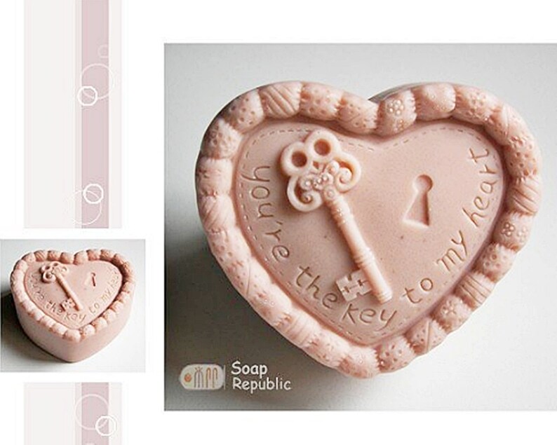 3D Love Heart Shape / You're the key / Tulip Love / Love is in the Air Silicone Soap Mold / Candle Mold image 4