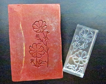 Cosmos flowers Acrylic Soap Stamp/Cookie Stamp/Paper Stamp/Clay Stamp/Pottery Stamp