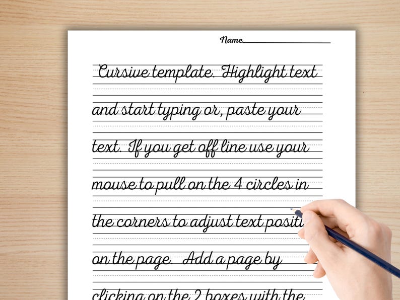 Editable Cursive Copywork Worksheet Template – Custom Handwriting Pages ...