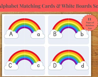 Rainbow Alphabet Learning Bundle: Matching Cards & Tracing Worksheets (Printable Set)