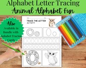 Animal Alphabet Tracing Worksheets | Preschool Handwriting Practice (Digital Download)
