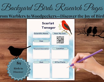 Backyard Birds Research Worksheets with QR Codes: Homeschool Nature Study (Printable PDF)
