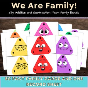 Nous sommes une famille !  Cartes éclair sur la famille des additions et des soustractions et feuille d'enregistrement sur la famille des faits