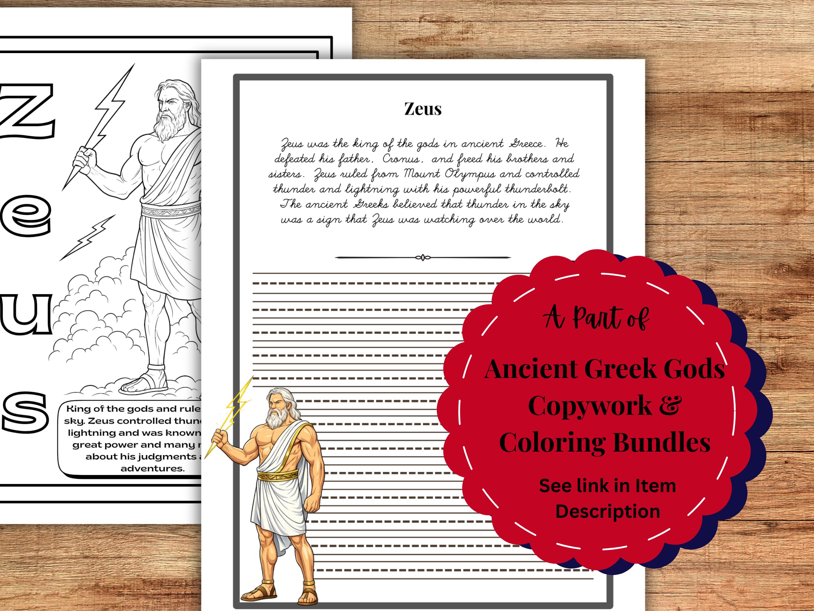 Greek Mythology Coloring Book for Kids: 25 Gods & Goddesses (PDF) - Etsy