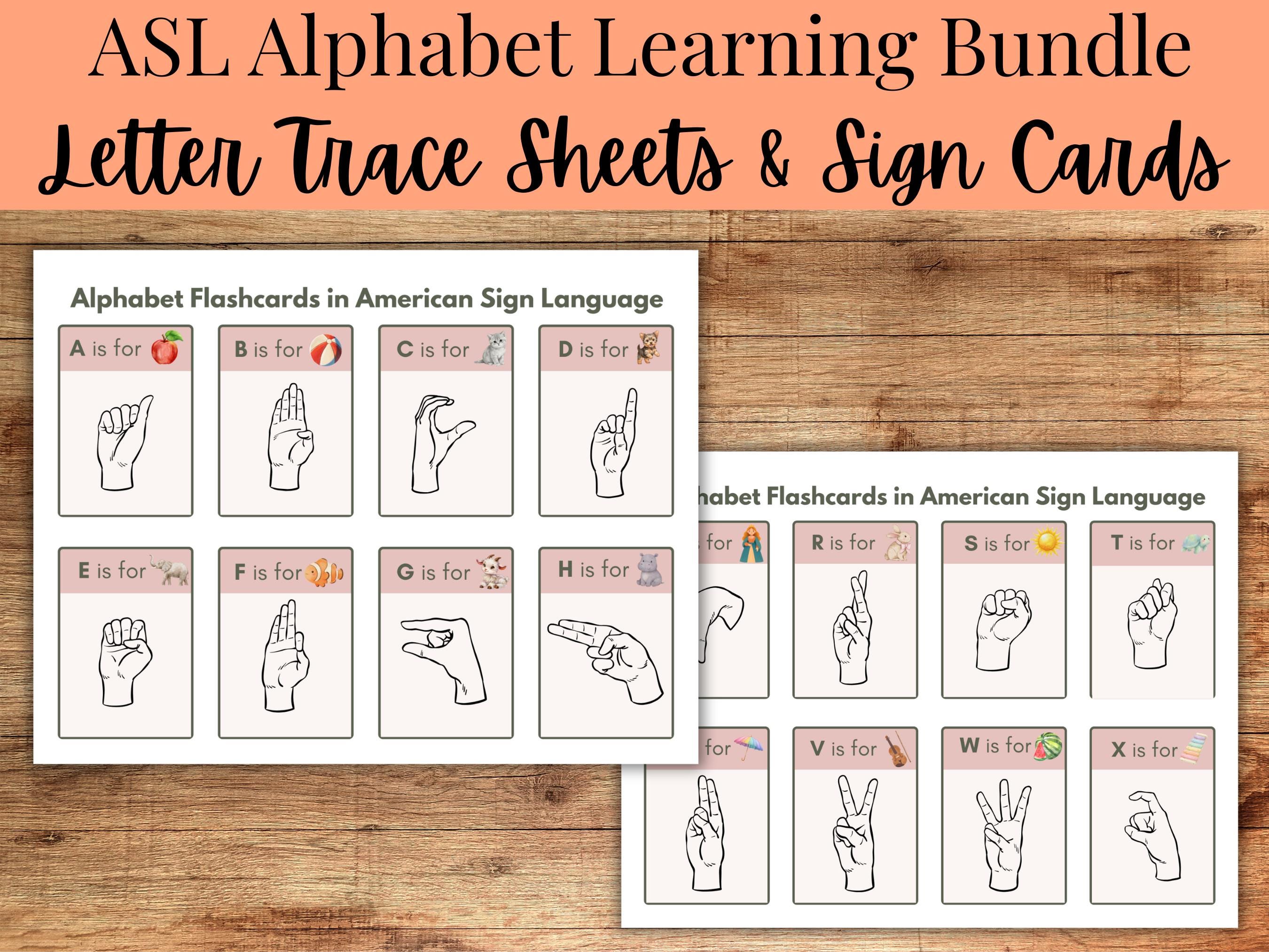 ASL Alphabet Flashcards & Tracing Worksheets | Preschool Learning ...