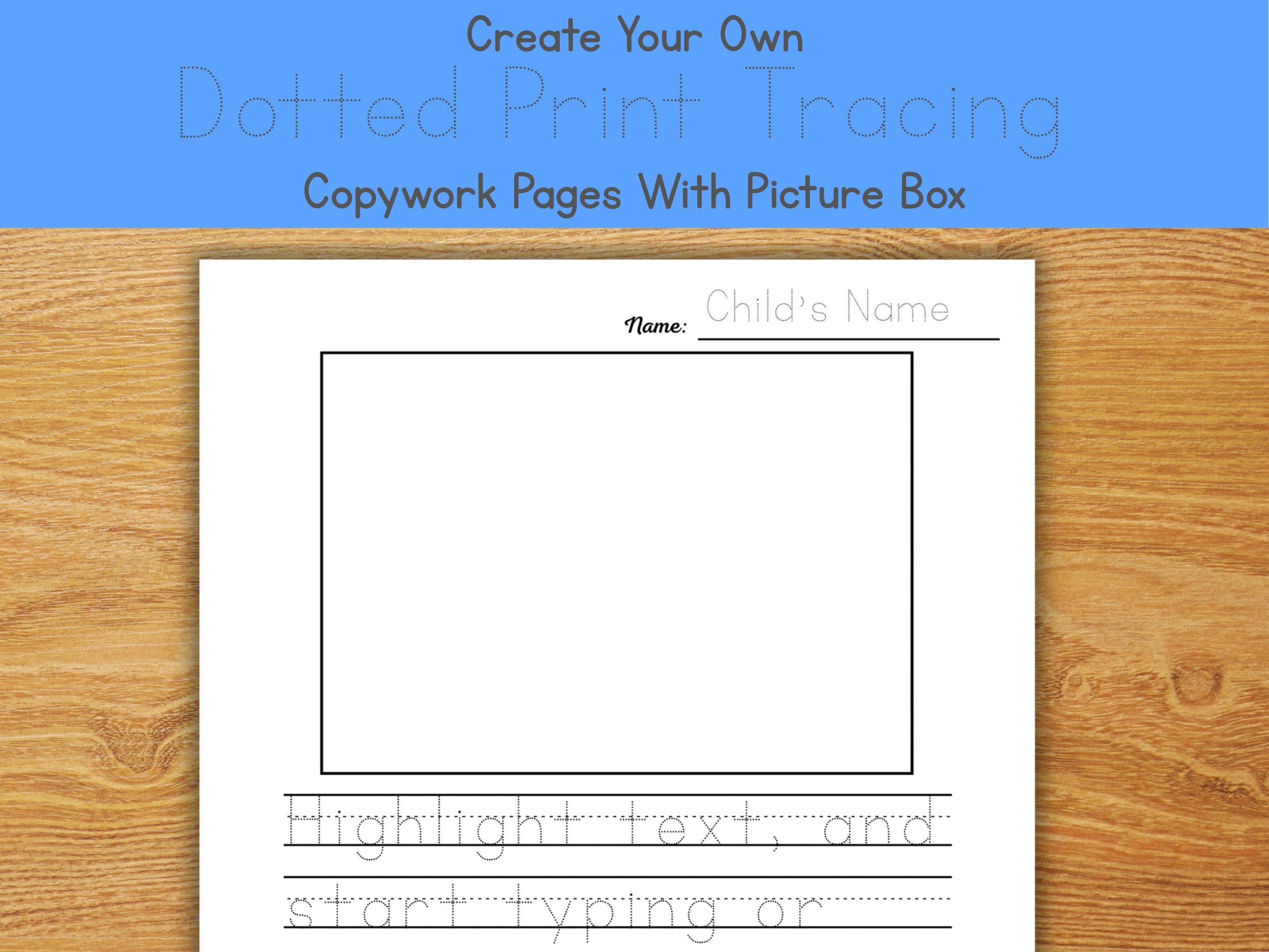 Editable Handwriting Tracing Worksheet: Dotted Font Printing Practice