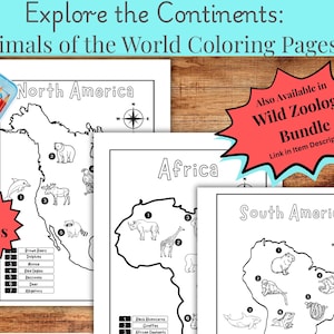 Animals of the World Coloring Pages: Educational Geography Bundle (PDF Download)