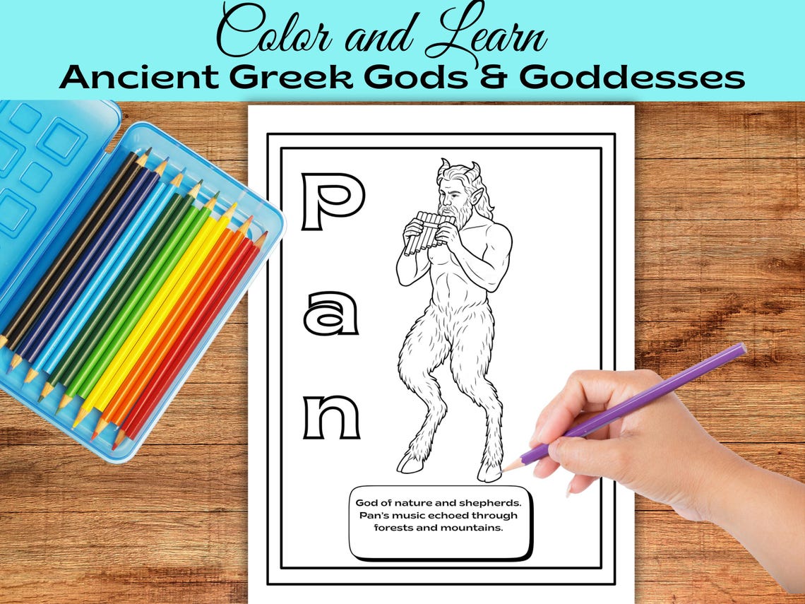 Greek Mythology Coloring Book for Kids: 25 Gods & Goddesses (PDF) - Etsy