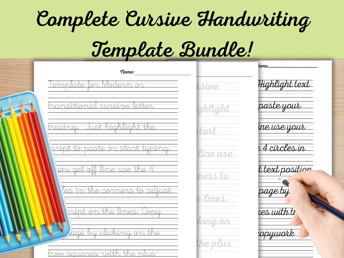 Template For Cursive Editable Cursive Copywork Worksheet Template – Custom Handwriting Pages ...