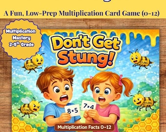 Don’t Get Stung Multiplication Card Game | Fun Low-Prep Math Game for 2nd–5th Grade | Multiplication Facts 0–12