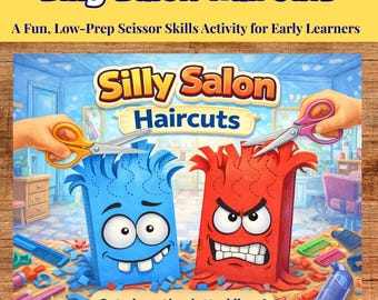 Silly Salon Haircuts Scissor Practice Sheets | Fun Cutting Worksheets for Kids | Fine Motor Skills Preschool & Kindergarten