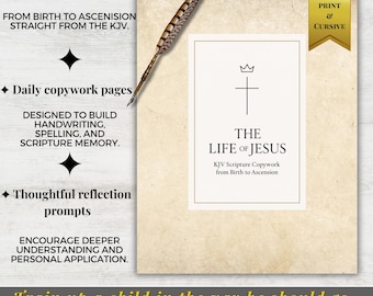 Life of Jesus Copywork: KJV Bible Verse Handwriting Practice (Print Edition Digital Download