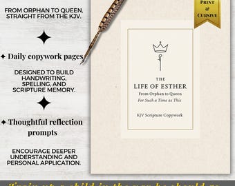 Esther Bible Verse Copywork: KJV Handwriting Practice Book