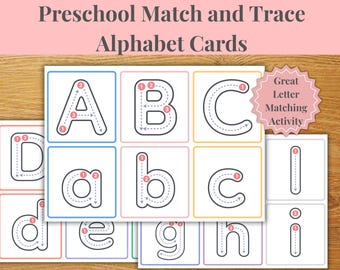 Alphabet Tracing and Matching Cards for Preschool | Uppercase & Lowercase ABC Handwriting Practice