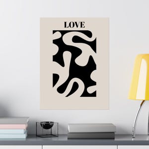 Modern Love Abstract Poster Art, Wall Decor, Home Decoration, Gift for Her, Valentine&#39;s Day, Minimalist Art Print