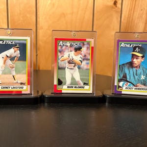 Espositore di figurine di baseball dell'Athletic Club: le leggende delle World Series dell'89 Lansford, McGuire, Henderson: un regalo unico per papà, fan room, ufficio e compleanno.