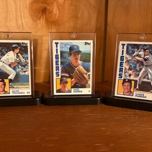 Espositore di figurine da baseball dei Tigers: leggende degli anni '80 Trammel, Morris, Parrish: regalo unico per papà, fan room, ufficio o compleanno.