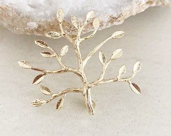 Gold Family Tree Brooch, Birthstone Jewelry, Personalized Gift for Mom Grandma Mothers Day Anniversary Gift, Tree Roots Branch Pin, Birthday