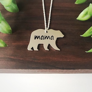 Mama Bear Necklace, Silver Mamma Bear, Expectant Mother to Be Jewelry, New Mommy Gift for Wife, Baby Shower Gift, Grizzly Polar Bear Charm