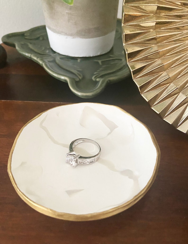 Polymer Clay Ring Dish Wedding Ring Trinket Dish White Etsy