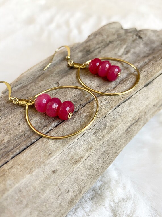 Ruby beads earrings deals
