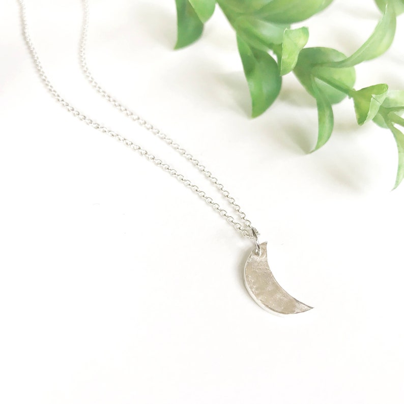 Crescent Moon Necklace Silver Half Pendant Celestial Fine Small Galaxy Charm Boho Bohemian Jewelry Gift For Minimalist
