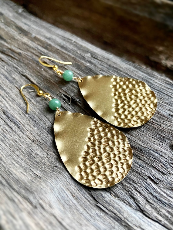 Large gold teardrop earrings deals