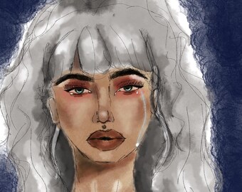 Salt Water Eyes | Digital Art Print for Heartbreak & Healing