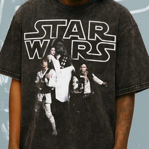 Vintage Star Wars A New Hope T-Shirt • Oversized Acid Wash Tee with Luke, Leia & Han • Retro Sci-Fi Streetwear, 70s Movie Gift, Bootleg Idea