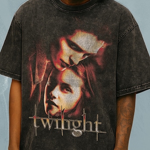 Vintage Twilight T‑Shirt, Oversized Acid Wash Tee, Edward & Bella Graphic, Retro Fantasy Romance Streetwear Gift, Vampire And Werewolf Merch