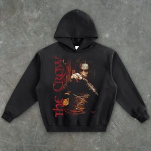 The Crow Hoodie – Vintage Brandon Lee Graphic Hoodie, Gothic Grunge Streetwear, 90s Cult Movie Horror Sweatshirt, Retro Alt Clothing