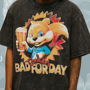 Conker&#39;s Bad Fur Day T-Shirt: Vintage N64 Acid Wash Tee