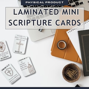 Gelamineerde schriftkaarten voor mannen | Set van 8 | Waterdichte mini-bijbeltekstenset | Aanmoediging portemonneegrootte | Christelijk cadeau voor hem