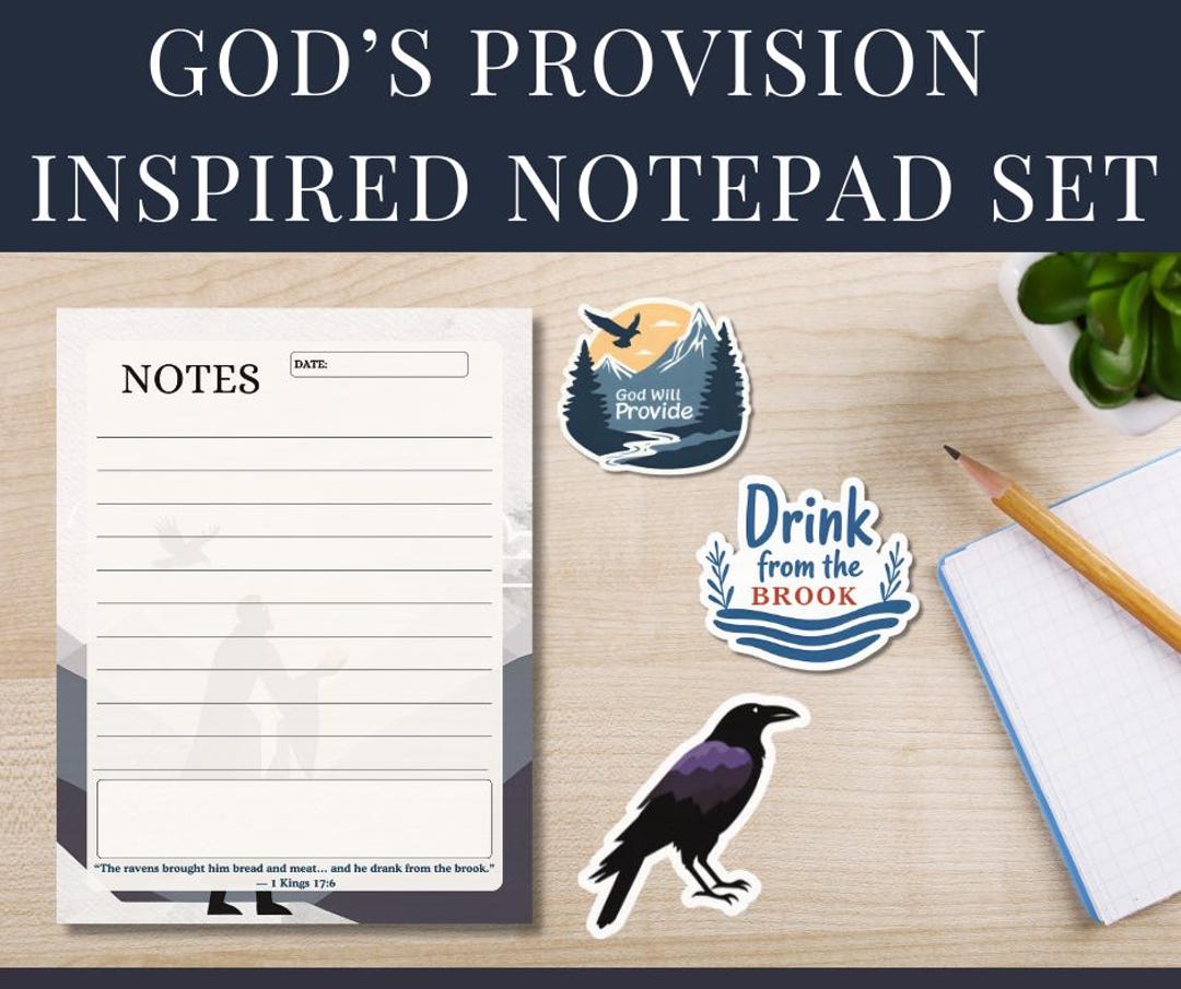 Provision Shop Note Small Provision in the Wilderness Notepad Set | 1 Kings 17 Elijah Scripture ...