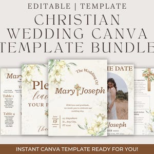 Plantillas de Canva para bodas cristianas: letreros imprimibles, páginas de planificación, votos y más