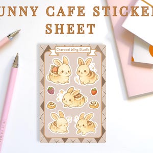 Adesivos de coelho com canela | Adesivos de coelho de confeitaria kawaii | Adesivos fofos de animais para planejar sobremesas