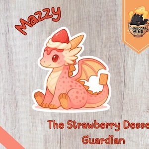Mazzy der Erdbeerdrache Sticker – Kawaii Dessert Fantasy Wesen | Süßer Pastel Ice Cream Dragon Vinyl Sticker