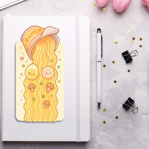 Kawaii Ramen Noodle Bookmark – Cute Instant Noodles with Egg & Narutomaki | Japanese Food Stationery Gift