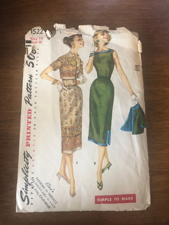 60s Simplicity 1522 Slim Sheath Dress Square Neck With Etsy 60s Simplicity 1522 Slim Sheath Dress Square Neck With Etsy