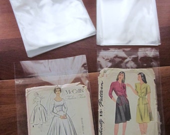 50 Acid Free Protective Envelopes for Sewing Patterns in Two Sizes, Resealable, 6 1/2 x 9 1/2 and 7 3/8 x 10 1/2