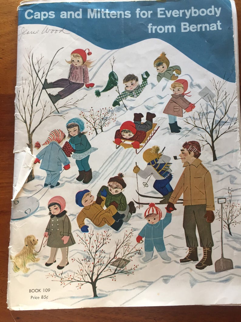 Caps and Mittens for Everybody from Bernat Handicrafter book 109 from 1960s