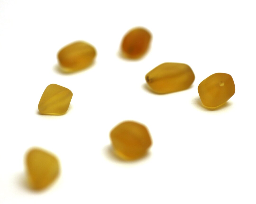 Yellow Nugget Beads. Sea Glass Nuggets With Thru Hole. 7 Etsy