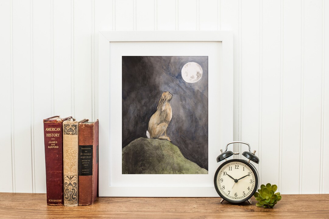 Large Moon Gazing Archival Quality Mounted and Signed Fine Art Print ...