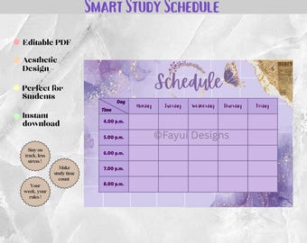 Planificador de estudios semanal / Horario estudiantil editable (descarga digital)