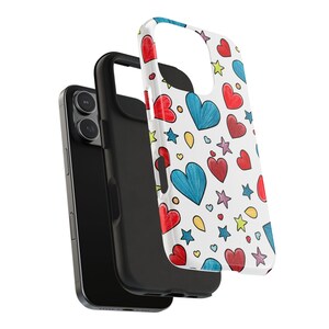 Colorful Heart Pattern Phone Case - Stylish Protective Case, Valentine&#39;s Gift, Cute Accessories, Fun Tech, Handmade Design