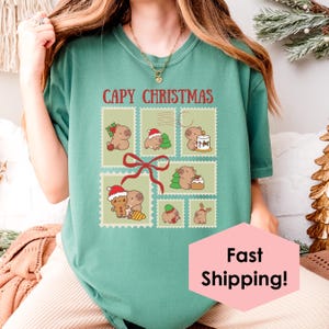 Capy Christmas Shirt, Cute Capybaras, Comfort Colors® Tee, Ladies V Neck, Comfy Sweatshirt, Cute Animal Shirt, Christmas Lovers, Capybaras