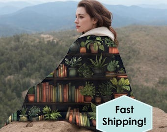 Book Lover Hooded Sherpa Fleece Blanket, Keep Warm While Lounging On The Couch, Watching TV, Camping, Gaming, RV Living, Ideal For Dorm Life