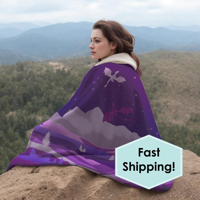 Dragon Hooded Sherpa Fleece Blanket, Keep Warm While Lounging On The Couch, Watching TV, Camping, Gaming, RV Living, Ideal For Dorm Life image 1