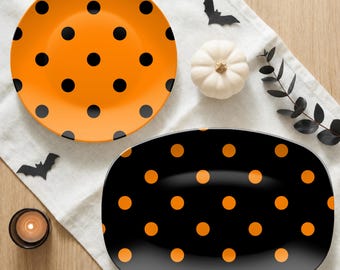 Halloween Dots Decoware® Platter, Decorative Plate, Halloween Table Decor, Autumn Gift, Fall Decor